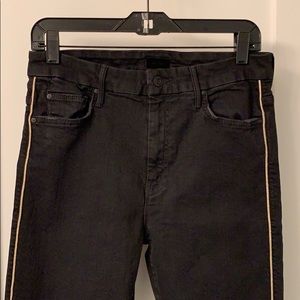 Mother high waited skinny jean with gold piping